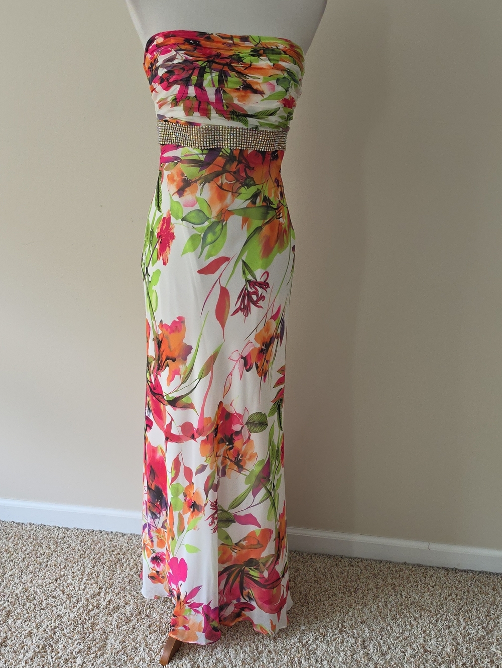 Cache Strapless Floral Maxi Dress with Embellished Waist